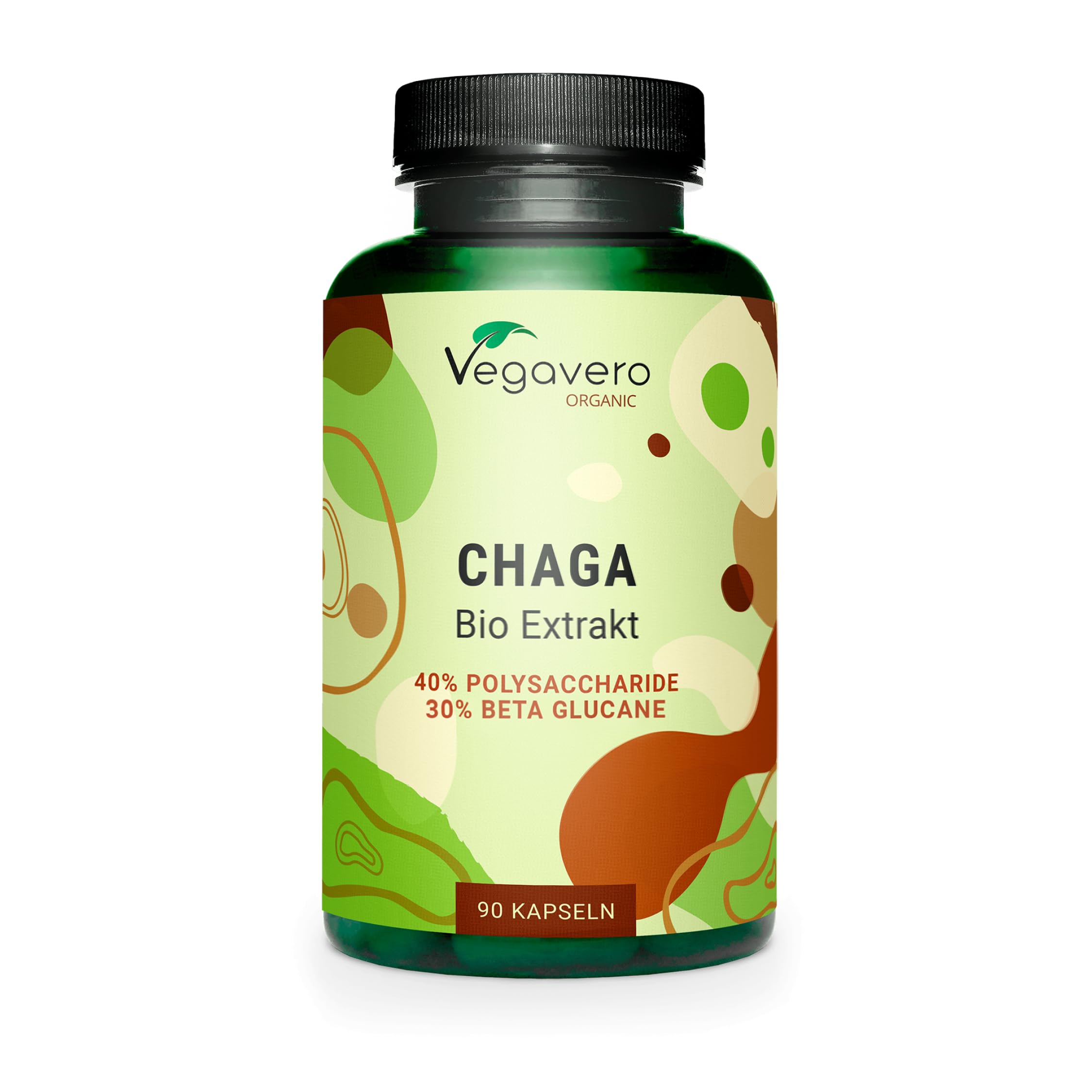 Chaga BIO Vegavero® | 12.000 mg de Poudre (1200 mg d'Extrait 10:1) | 40% Polysaccharides & 30% Bêta-Glucanes | 120 Gélules | Sans Additifs & Vegan