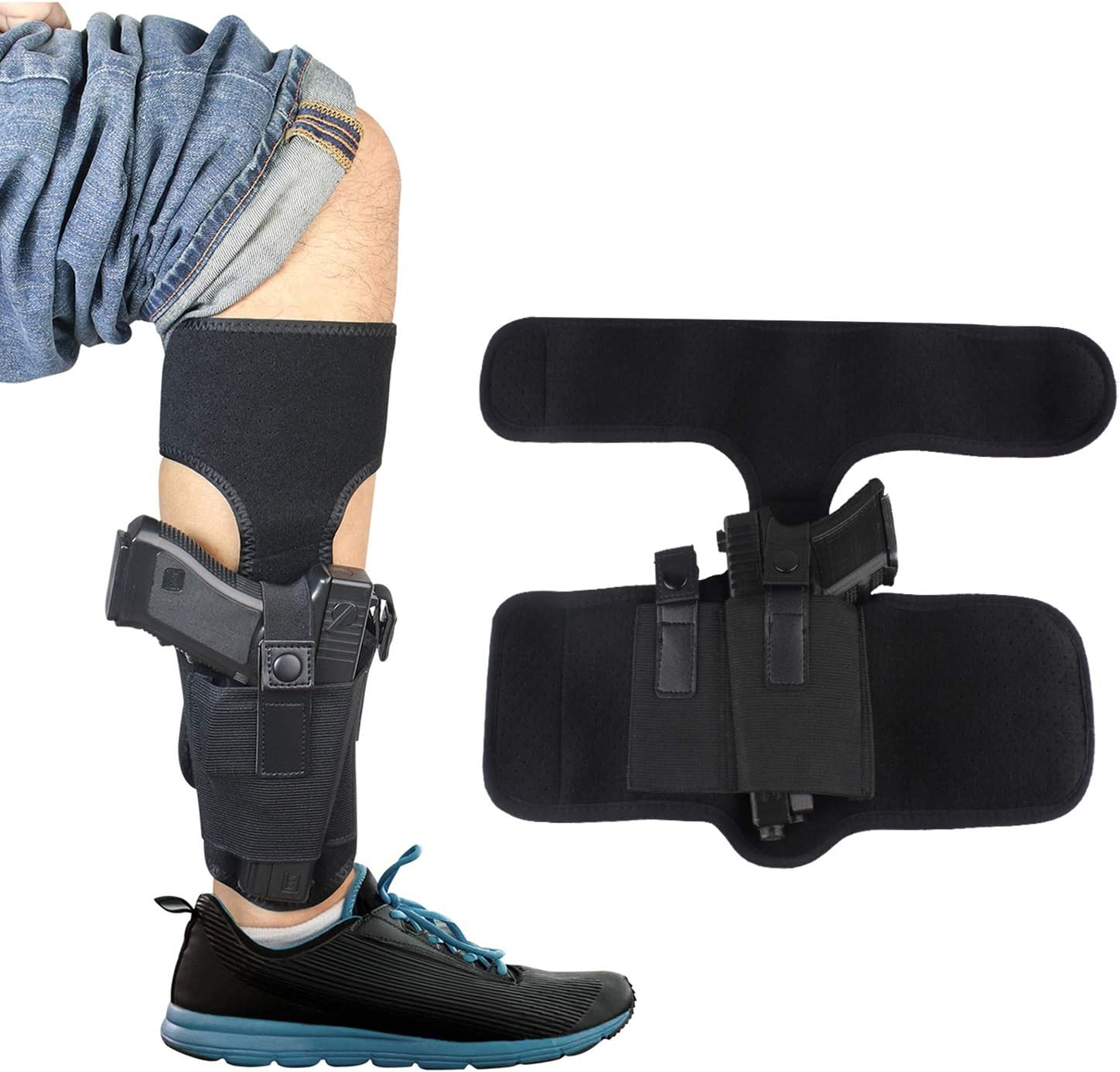 Kosibate Ankle Holster, Compatible with G43 27 19 26, 380, M&P Shield 9mm, Sig P365, Concealed Carry for Mens Womens Black