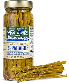Bay View Pickled Asparagus, Crisp, Tender, and Hand-Packed, Perfect for Cocktail Garnish, Charcuterie Boards (16 Ounce (Pack of 1), Asparagus)