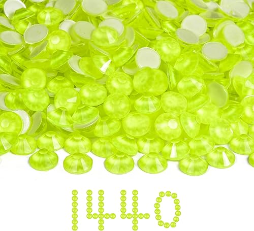 BLINGINBOX Diamantes de imitación de cristal con parte trasera plana, gemas de neón, 1440 unidades de diamantes de imitación de cristal no
