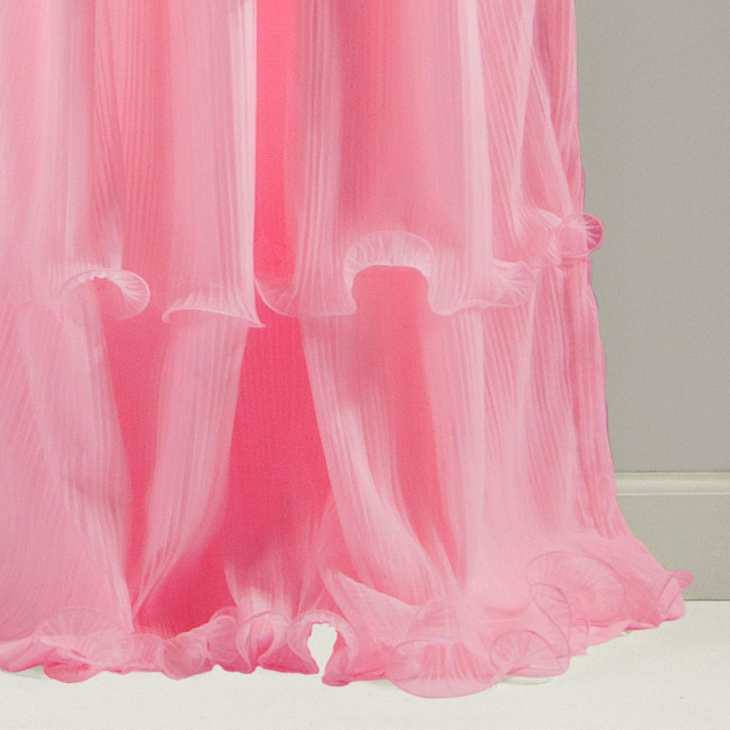 Lush Decor Nerina Sheer Ruffled Textured Pink Window Panel for Living Dining Room, Bedroom (Single Curtain), 84 by 54-Inch - Image 5