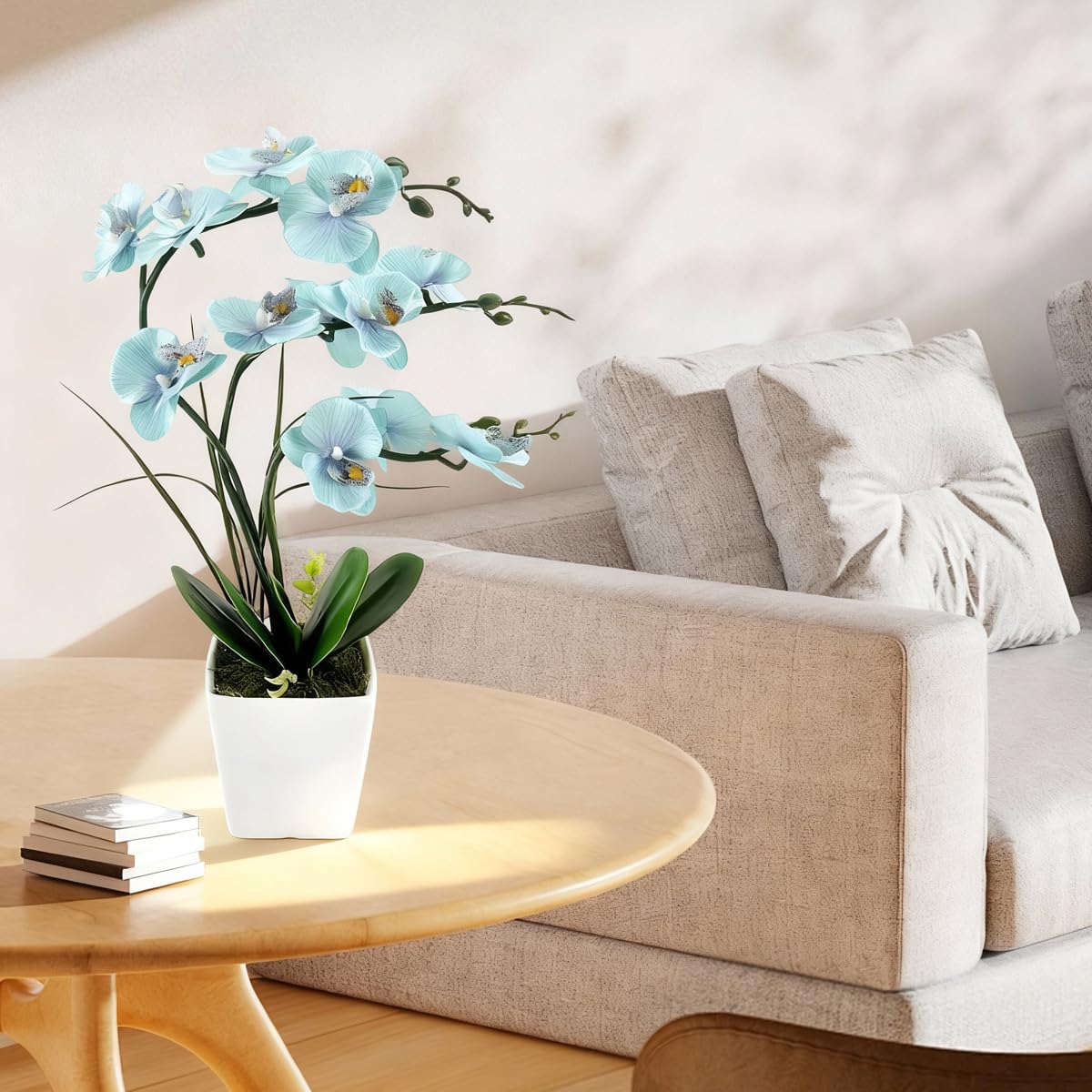 Künstliche Orchideen Kunstblumen Künstliche Phalaenopsis Orchidee Bonsai künstliche Blumen mit Imitation Gefälschte Orchideen für Wohnzimmer Badezimmer Tischdekoration (Blue001)