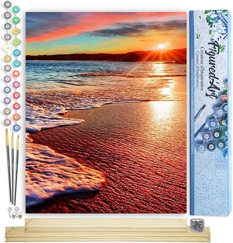 Vista 425 de Figured'Art - Juego de pintura por números, lienzo enrollado sin marco, para manualidades, para adultos, 16 x 20 pulgadas, jarrón de peonías