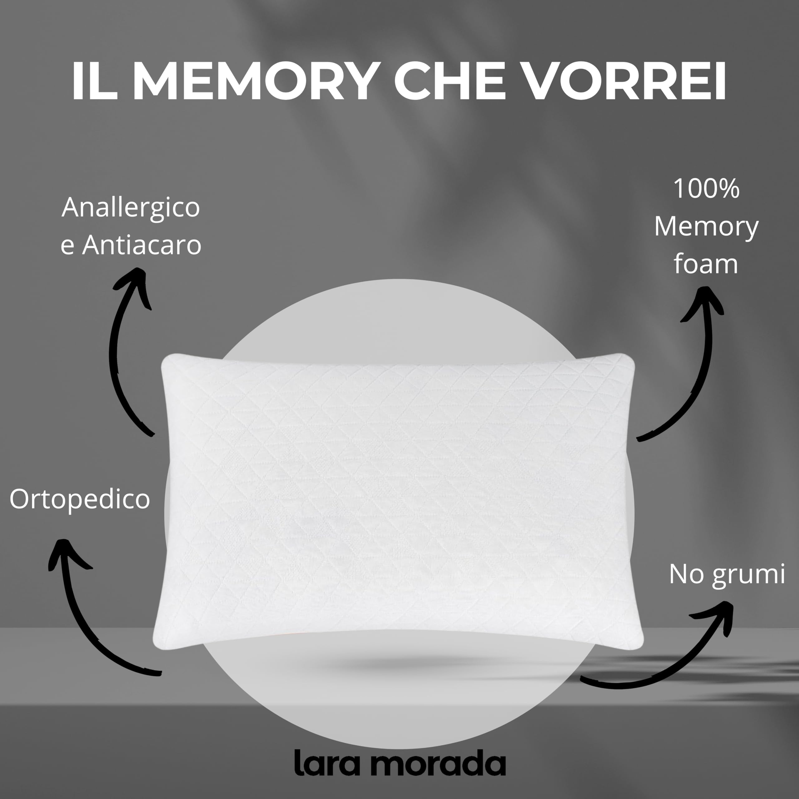 Set 2 Cuscini Memory Foam Cervicali Made In Italy - 70x40cm, Anallergici, Antiacaro, H11cm - Foto 4