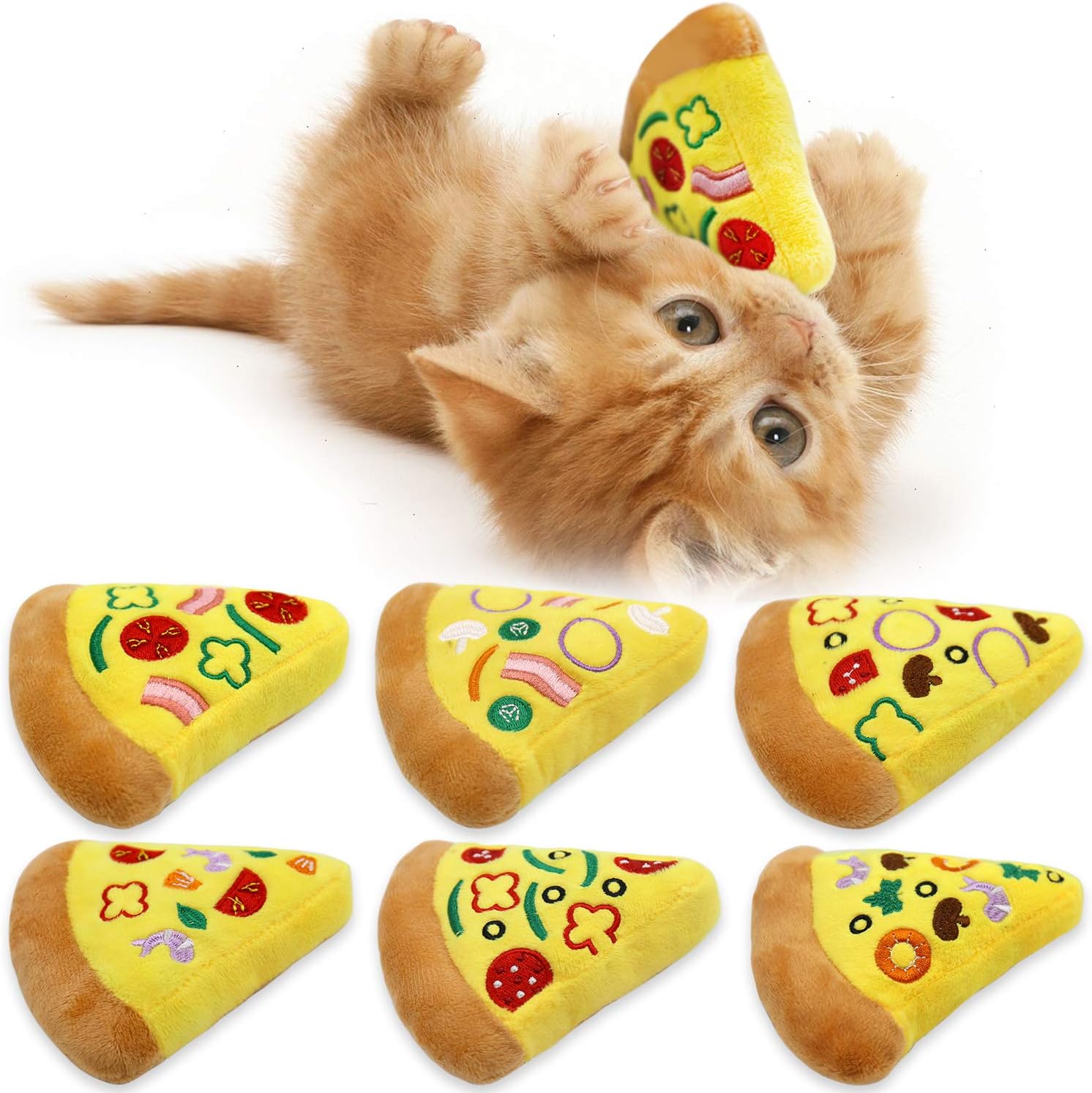 CiyvoLyeen Pizza Catnip Toy Pizza Cat Toys Cute Kitten Cat Toys Pepperoni Pizza Slice Food Pizza Cat Gifts for Cat Lovers