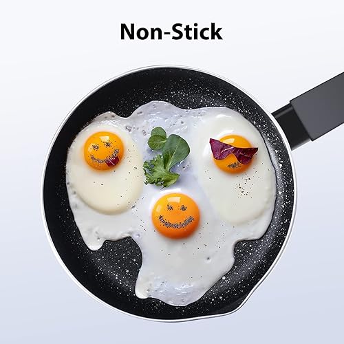 Miniatura 3 de KOCH SYSTEME CS Cacerola negra de 3 cuartos de galón  Cacerola antiadherente de mármol negro con tapa, olla de sopa de 4.4 pulgadas de profundidad,