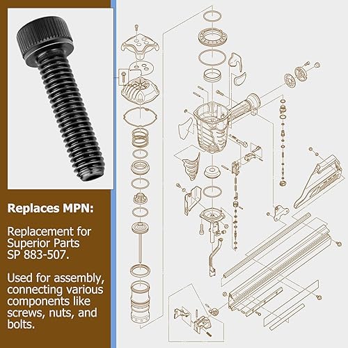 Miniatura 3 de Paquete de 4 tornillos hexagonales 883-507 HD M6 x 25 para piezas superiores para clavadoras Hitachi NR83AA3 NV83A2 NR83A2 (S) NR83AA2 NV83A5