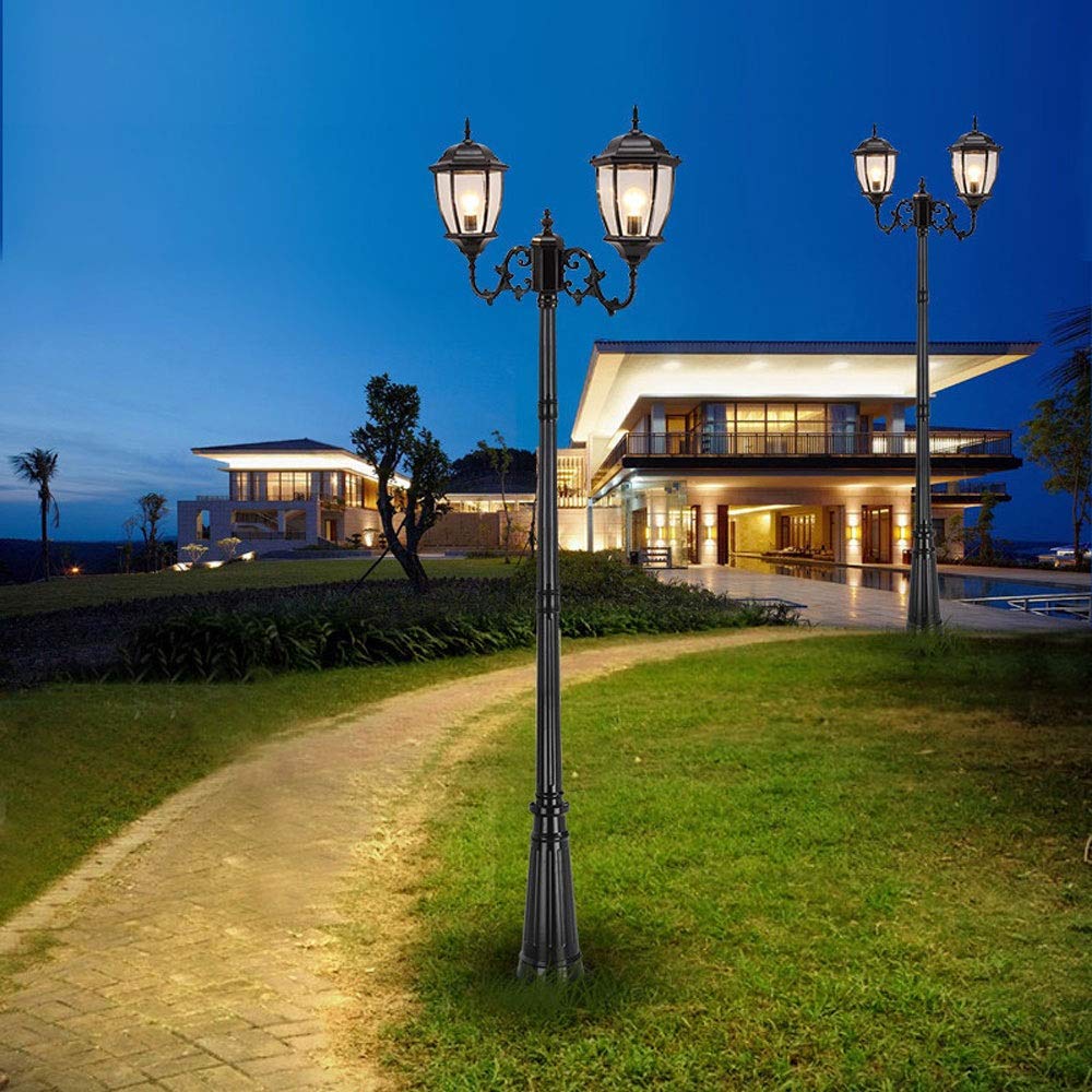 Lampadaire extérieur étanche IP54 à 2 lumières, Ultra-Lumineux, en Aluminium, Style européen, pour Jardin, Rue, Villa, terrasse, pelouse, Sol, Stade,