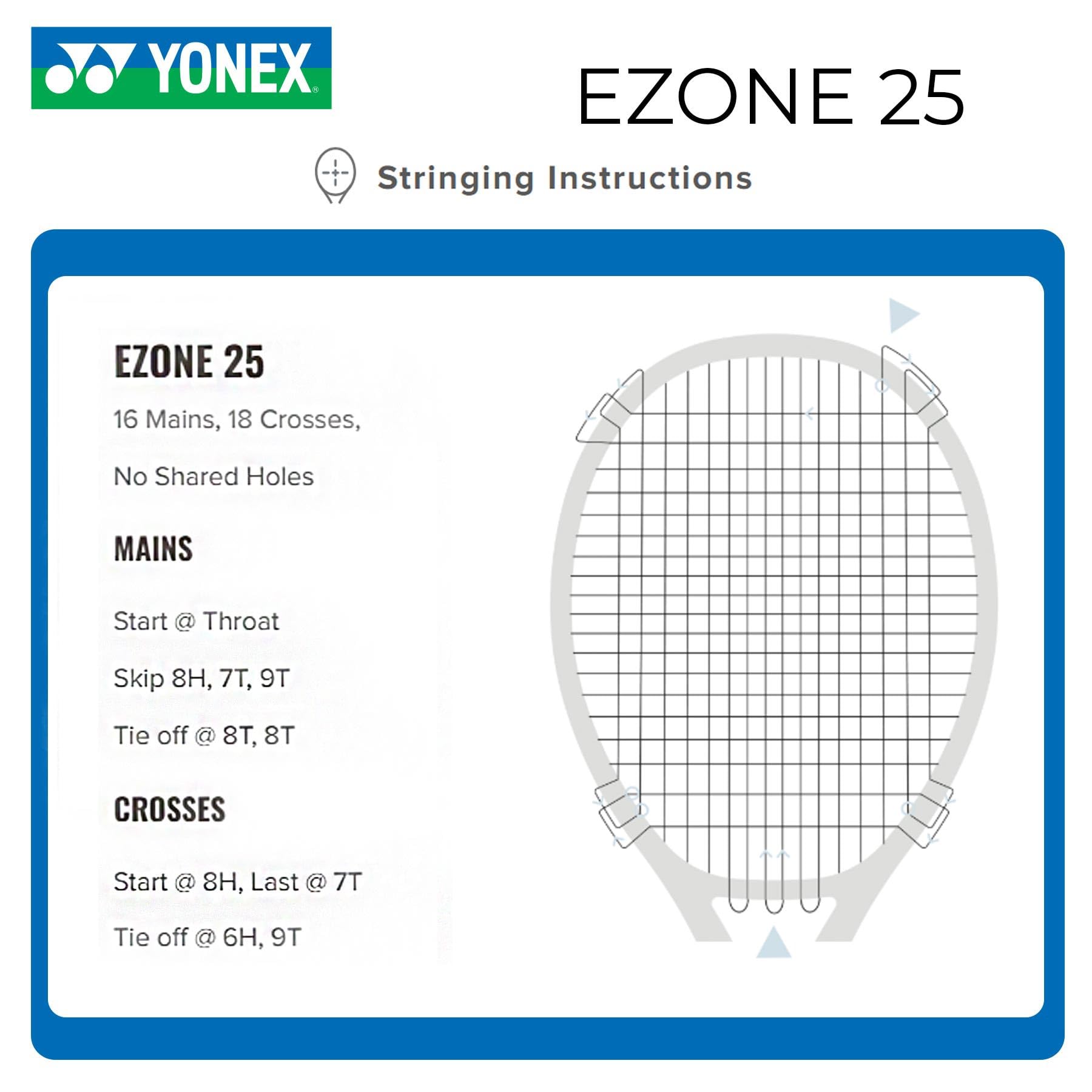 YONEX EZONE 25 Blast Blue - Racchetta da tennis pre-infilata in grafite per giocatori junior (9-10 anni/130-140 cm)