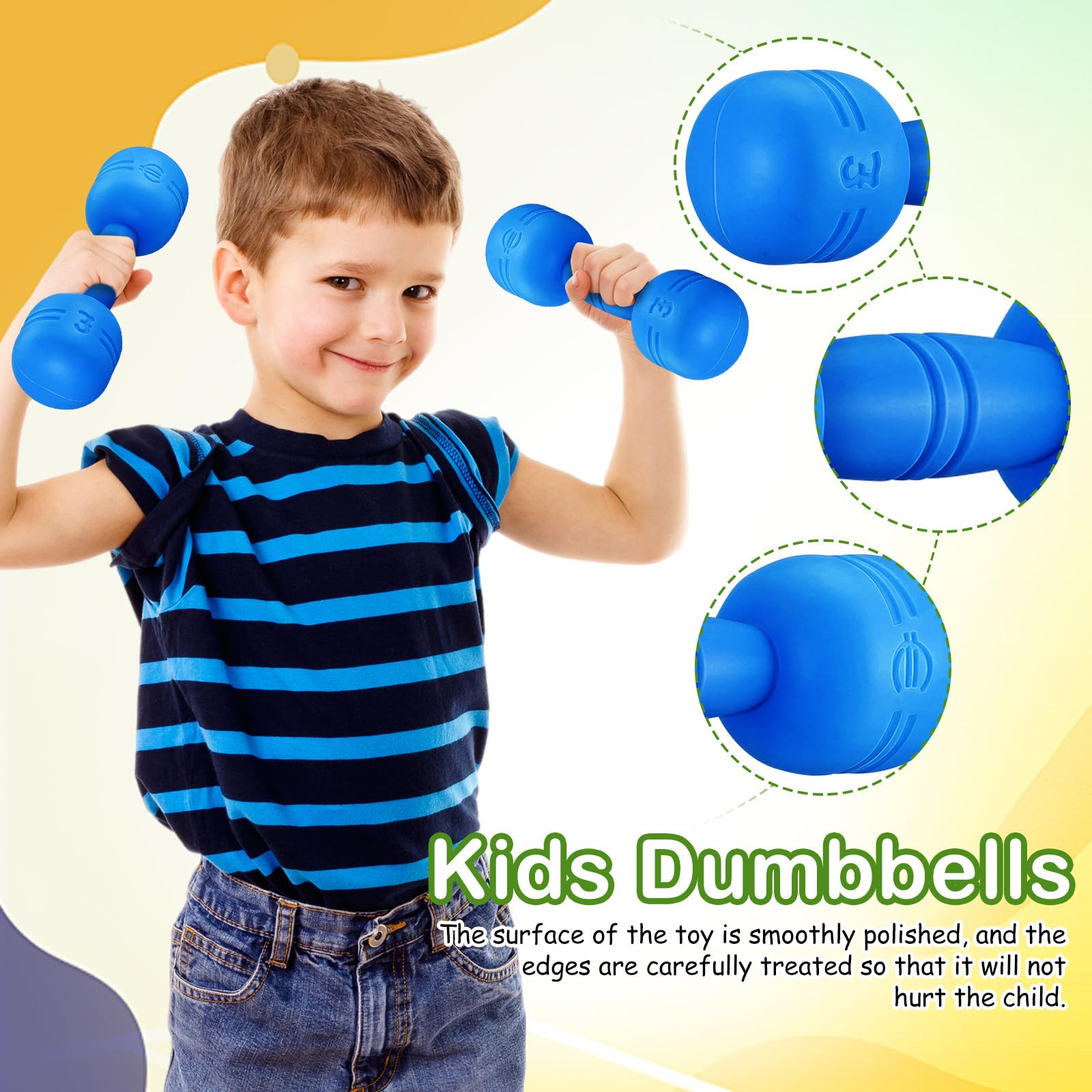 Supvox Kinderhanteln mit Sound: 3 Paar PVC Fitness Spielzeug Hanteln für Kinder 4–8 Jahre, Leichtes Sport- und Bewegungstraining Set für Zuhause, Schule und Kindergarten