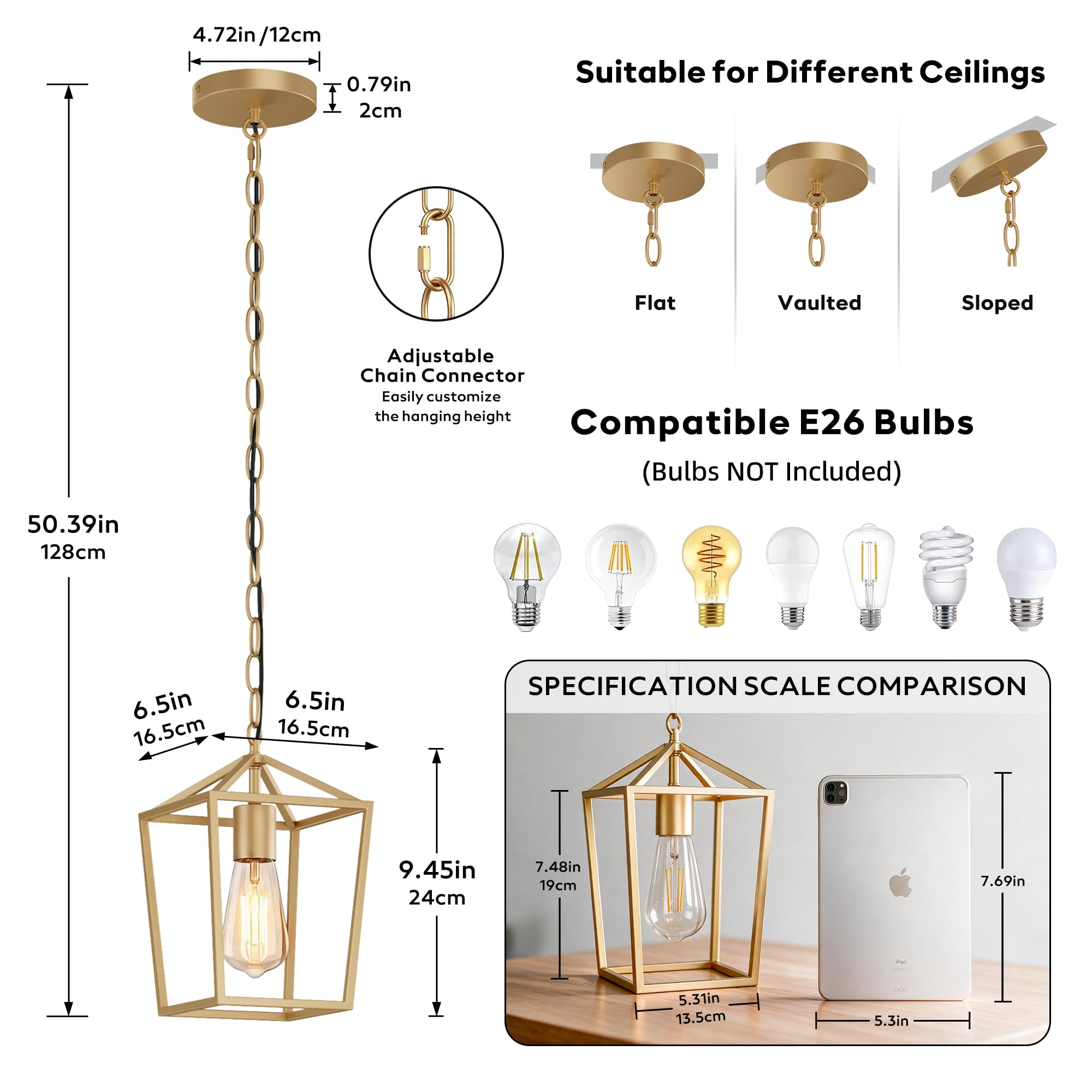 Phaosio Gold Pendant Light - Kitchen Island Lighting -4