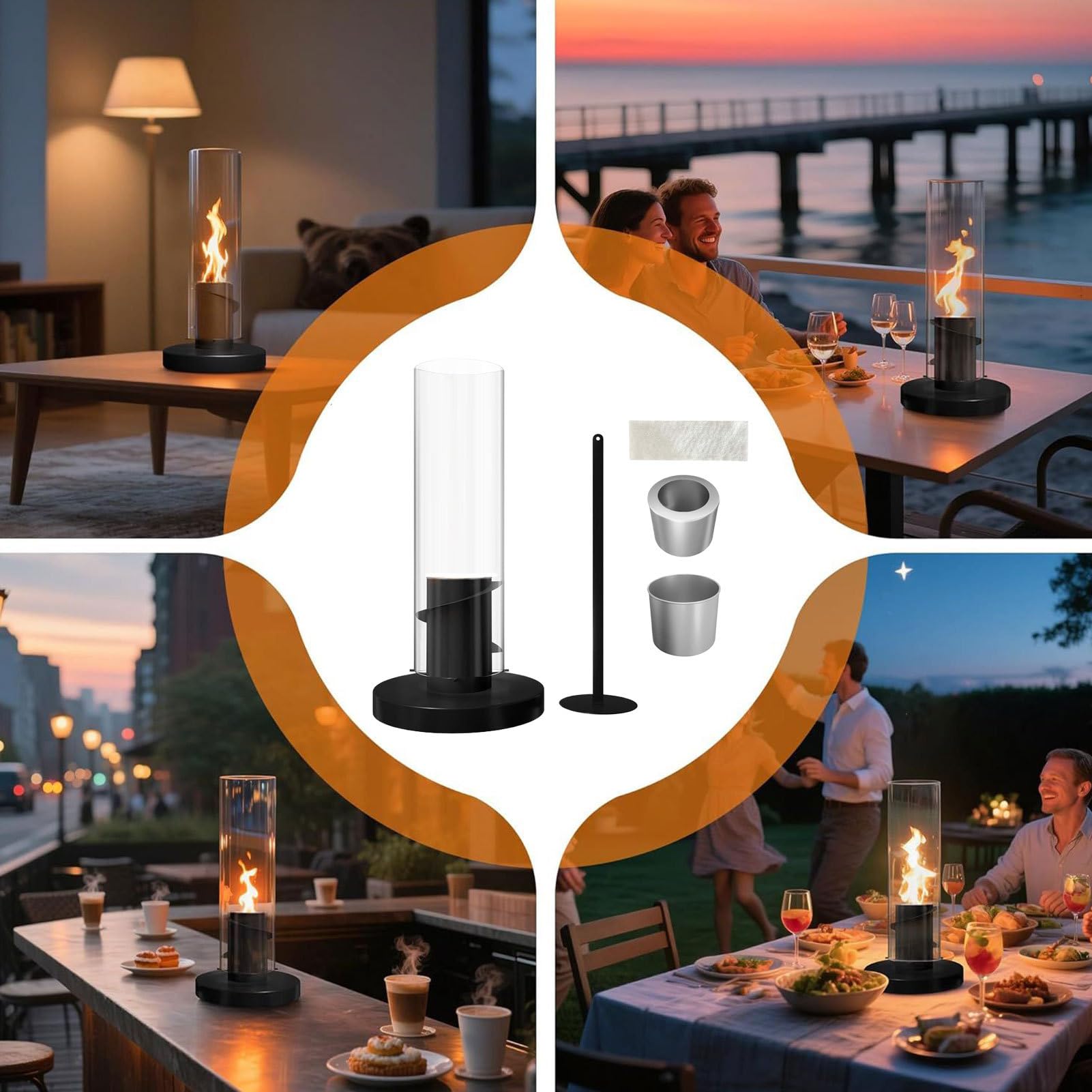 lyanny Lampada da Tavolo per Camera da 1 Set Luce Decorativa Da Tavolo | A Fiamma Rotante Per La Casa, Camera Da , Comodino, Balcone, Inaugurazione Casa, Feste Di Compleanno, Serate Cinema