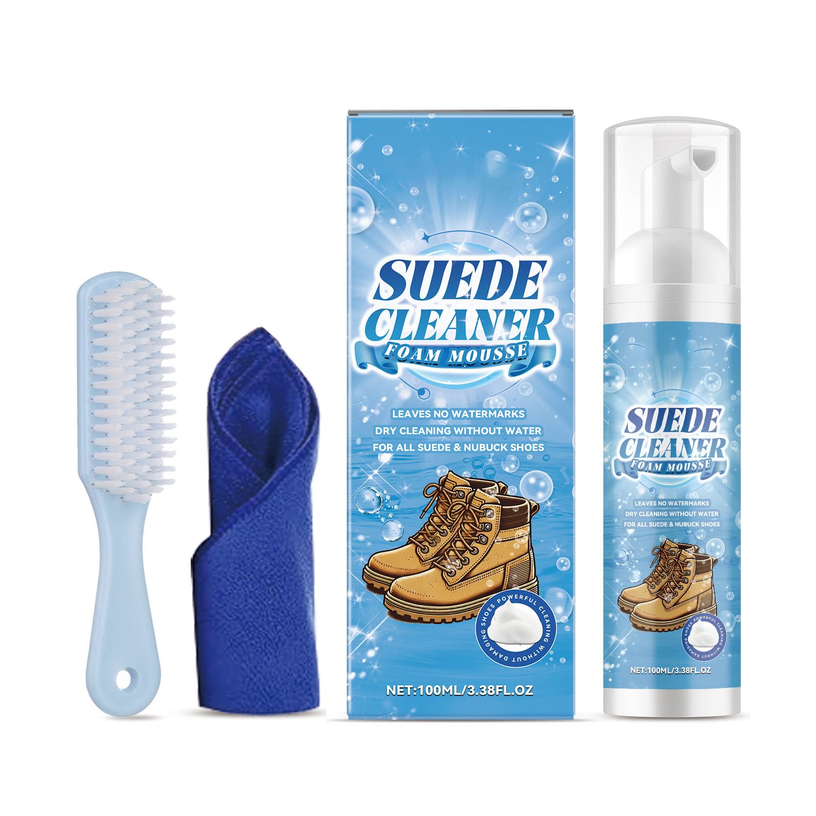 Oxxggkao Multipurpose Suedes Nubuck Restorer Cleaner Foam Set For Shoes Handbags Leather Jackets Comes With Cleaning Brush Cloth Suedes & Leather Cleaning Foam