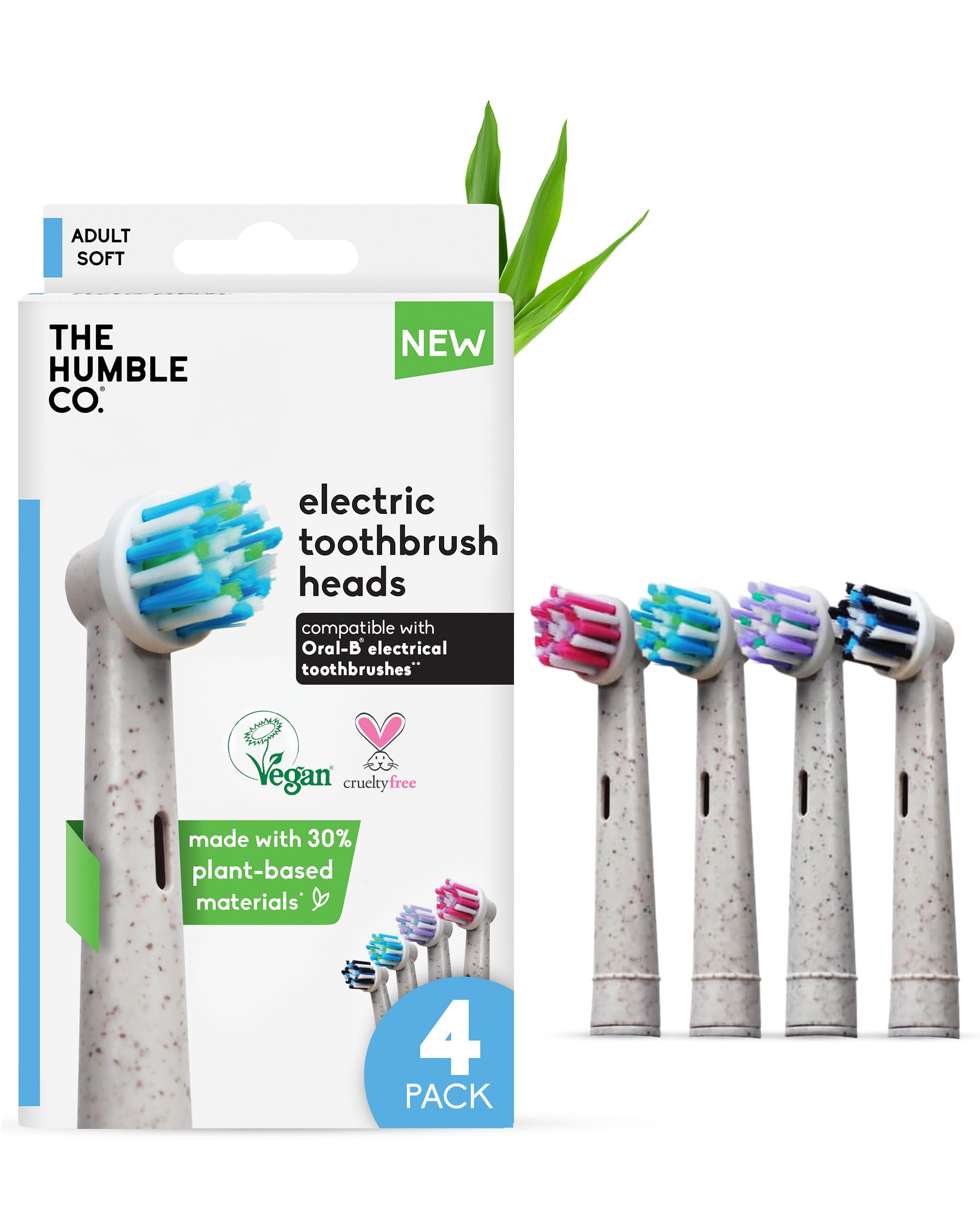 The Humble Co Bamboo Electric Toothbrush Heads Compatible with Oral B Toothbrushes - Replacement Toothbrush Heads with Soft Bristles - Dental Oral