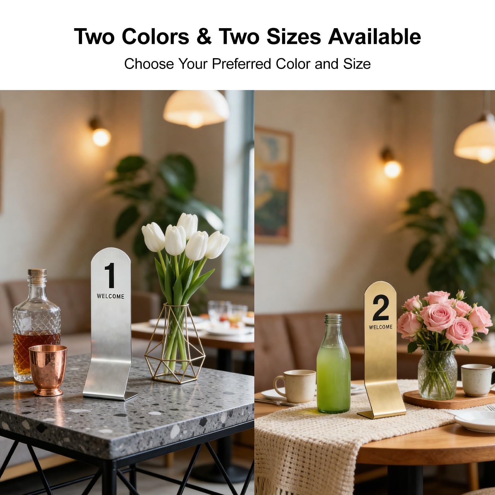 Numero di Tavolo Stile Piedi in Acciaio Inox, 1-10/11-20..., Carte da Numero di Tavolo Ristorante, Segnale da Tavolo, Numero Bifacciale per Ristoranti e caffè(Silver-15.5 * 5 * 5cm,41-50)