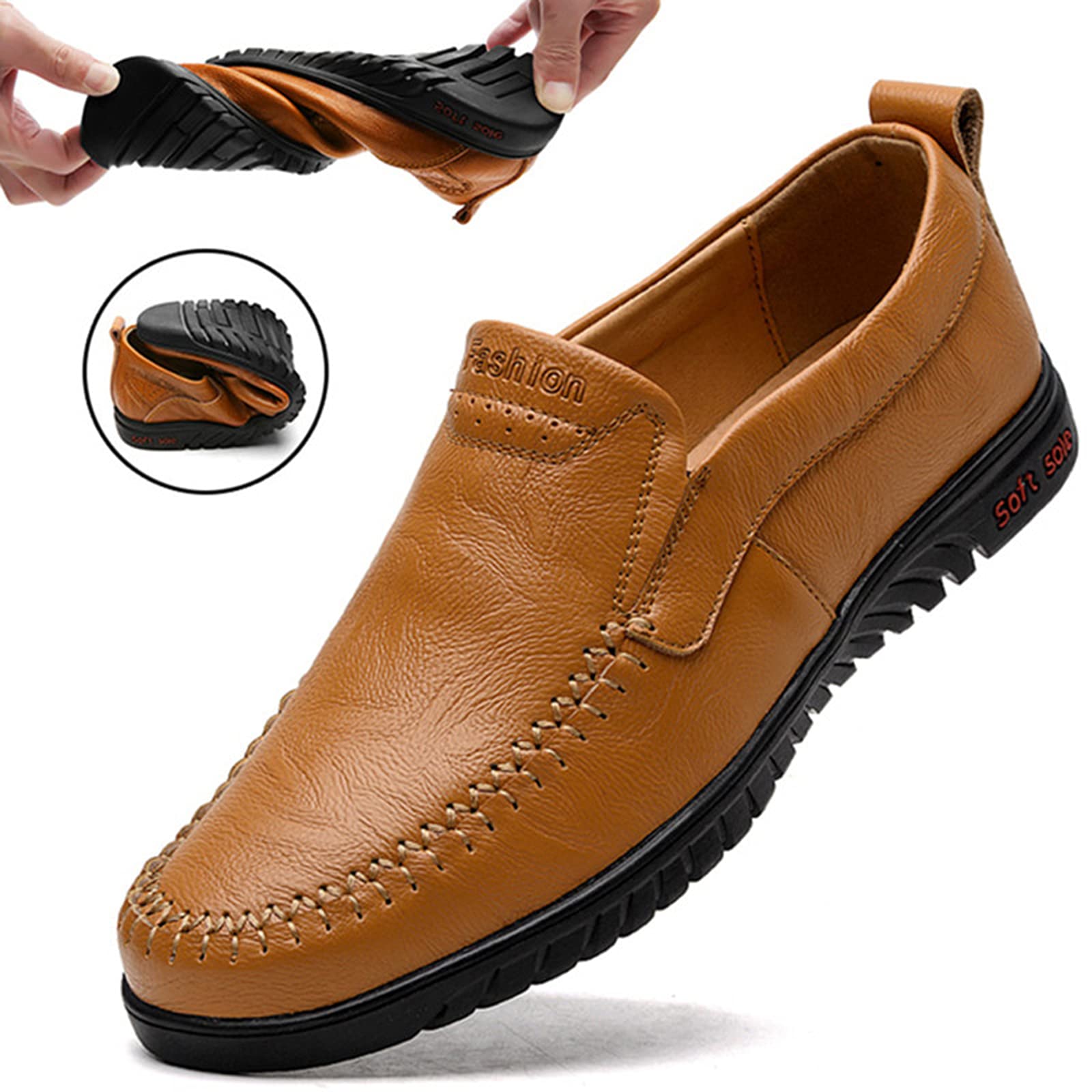 Hombres Casual Slip On Mocasines Zapatos de conducción Vestido de Cuero Mocasines Zapatillas Walking Boat Shoe Flats