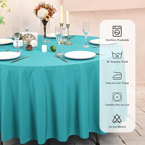 Miniatura 362 de Paquete de 10 manteles redondos de 120 pulgadas, mantel de poliéster blanco para mesa redonda, resistente a las manchas y a las arrugas, mantel