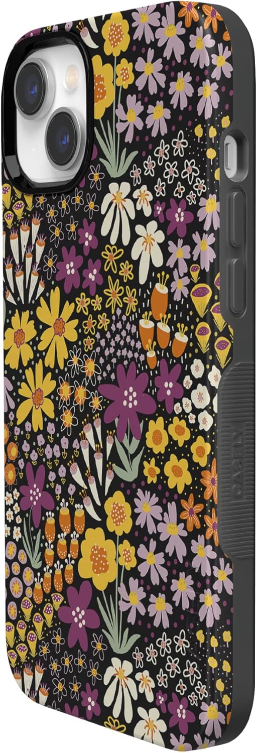 Casely iPhone 14 Plus Case | Falling for You | Plum Floral | Bold Protective Design | Compatible with MagSafe