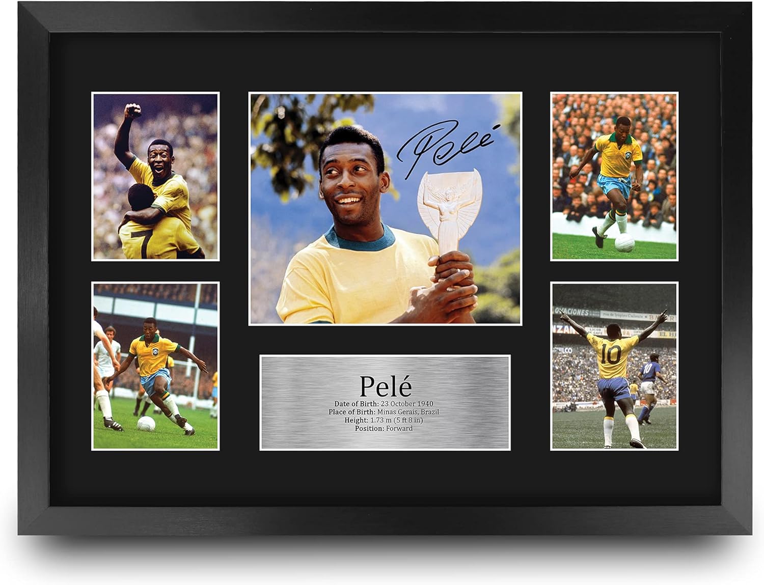HWC Trading Pele Framed Gift Signed Printed Autograph Brazil Print Photo Picture Display - US Letter Size