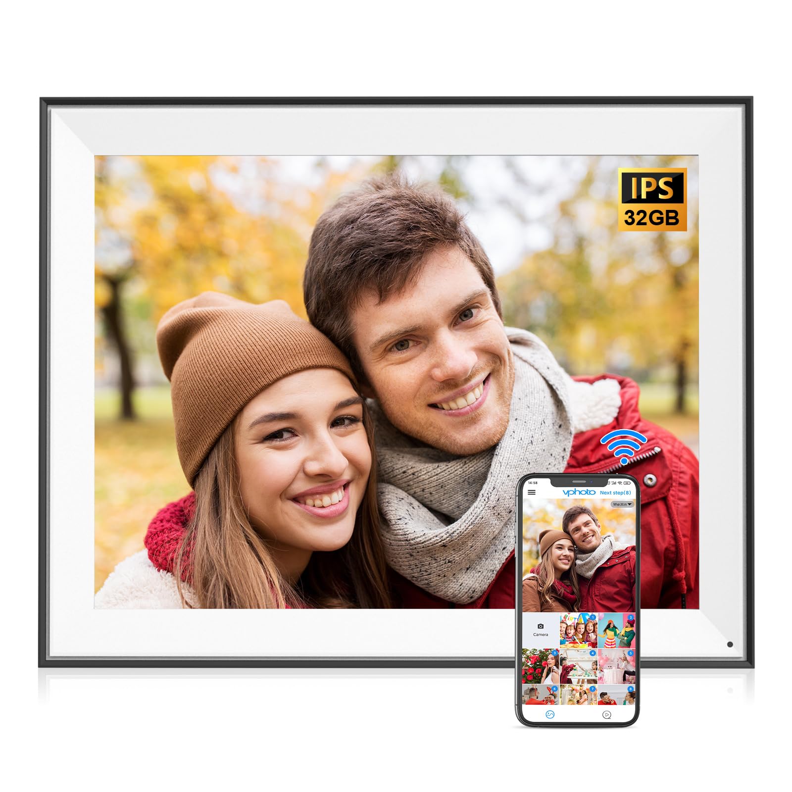 Large Digital Photo Frame 17"-Electronic-Picture-Frame - Dual WiFi Digital Picture Frame 32GB, Touch Screen, Full Function, Light Sensor, Share Photo