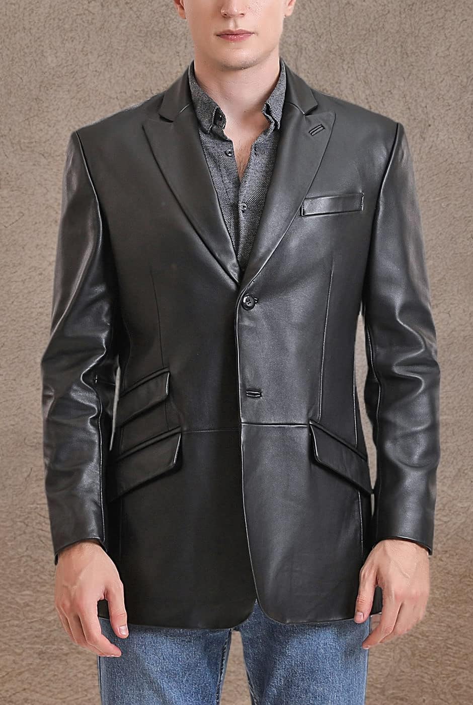BGSD Men Noah 2-Button Lambskin Leather Blazer Sport Coat Jacket (Also available in Big and Tall and Short) - Image 8