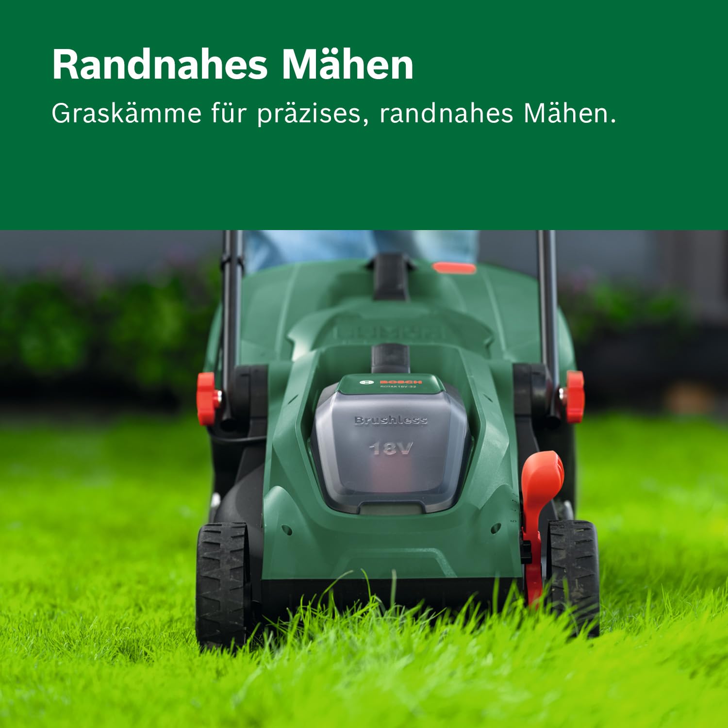 Bosch ROTAK18V-32 Akku-Rasenmäher 32 cm Schnittbreite 25-65 mm 35 l Grasfangkorb inkl. Akku Ladegerät