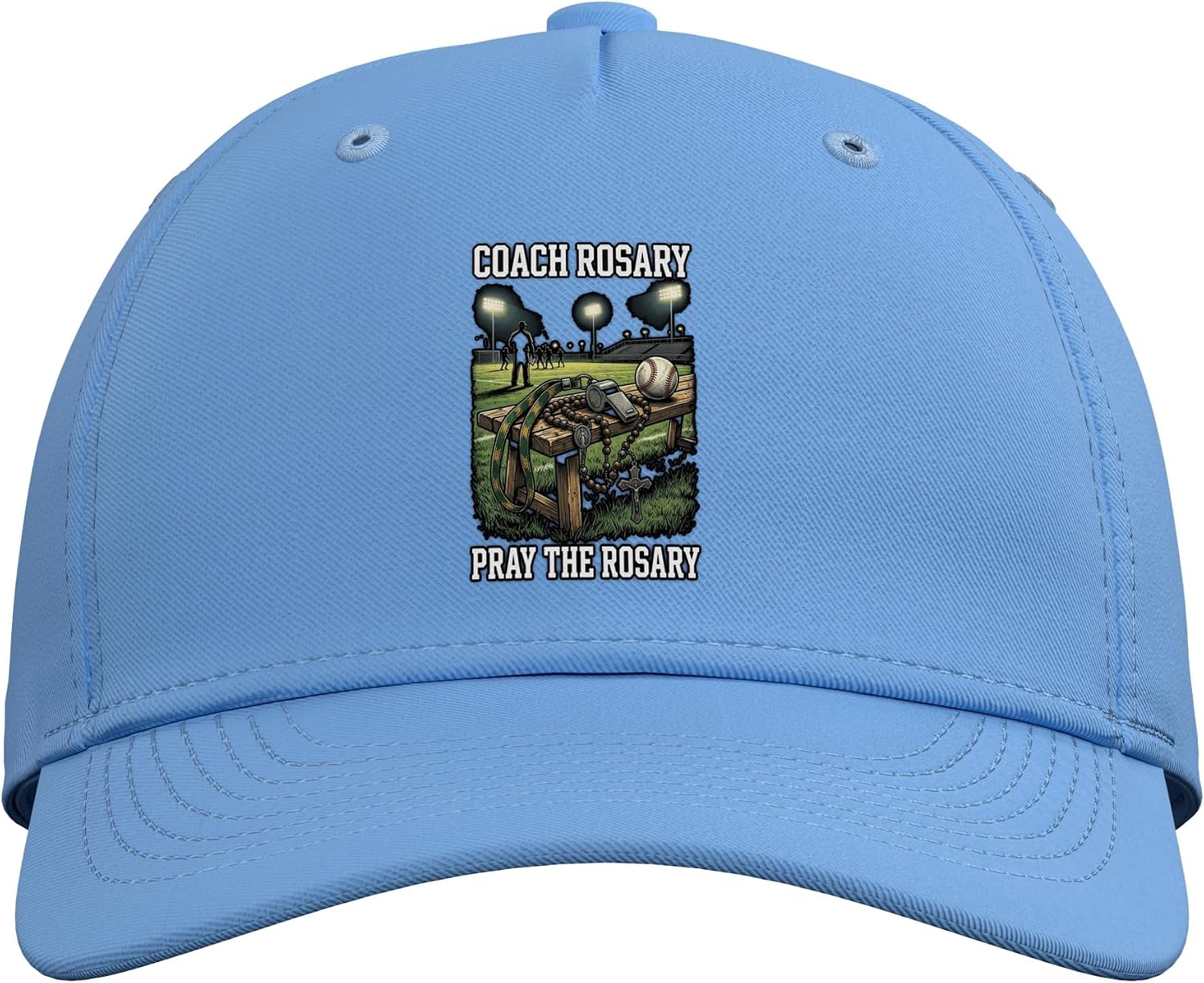 Coach Rosary Whistle Baseball Field Lights Catholic Adjustable Baseball Hat image 2