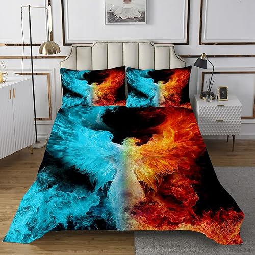 Miniatura 2 de Erosebridal Phoenix - Juego de colcha tamaño King, juego de edredón de fuego de hielo Phoenix para niños, adolescentes y adultos, decoración de