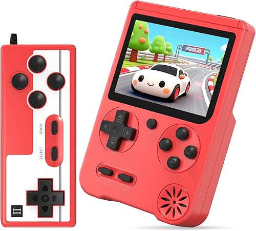 Consola de juegos de mano integrada en 500 juegos clásicos, portátil retro recargable con pantalla LCD de 3.0 pulgadas, soporte de conexión a TV y 2