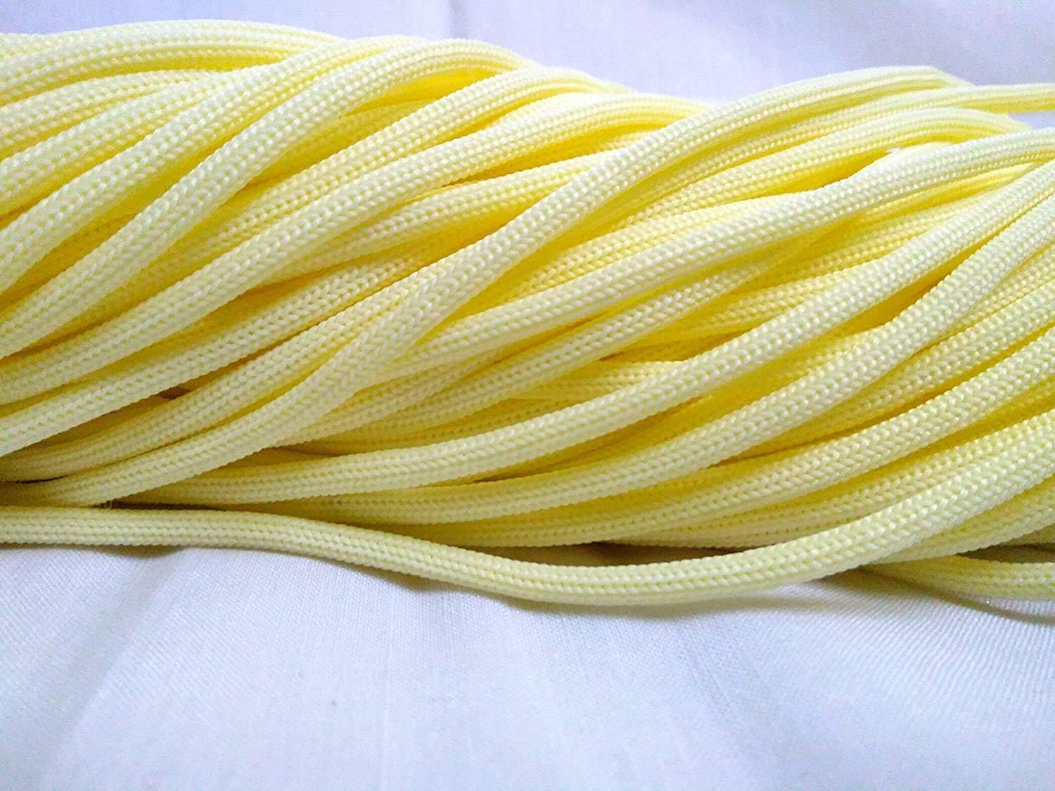 OMX Nylon Knot Macrame Beading Braided 3 mm Thread 60 Meter Cord Rope (Cream Colour)