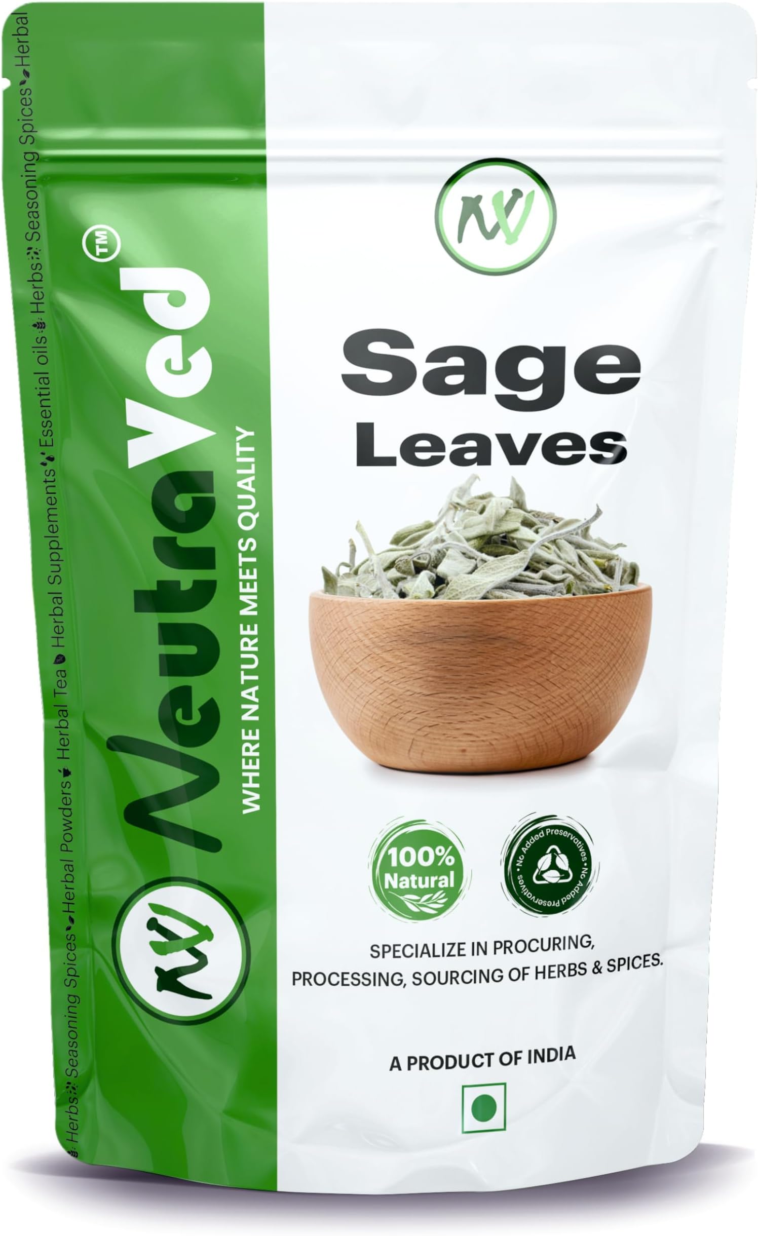 NeutraVed Sage Leaves for Tea- 70g | 100% Natural Dried | Also Use for Smoke ...