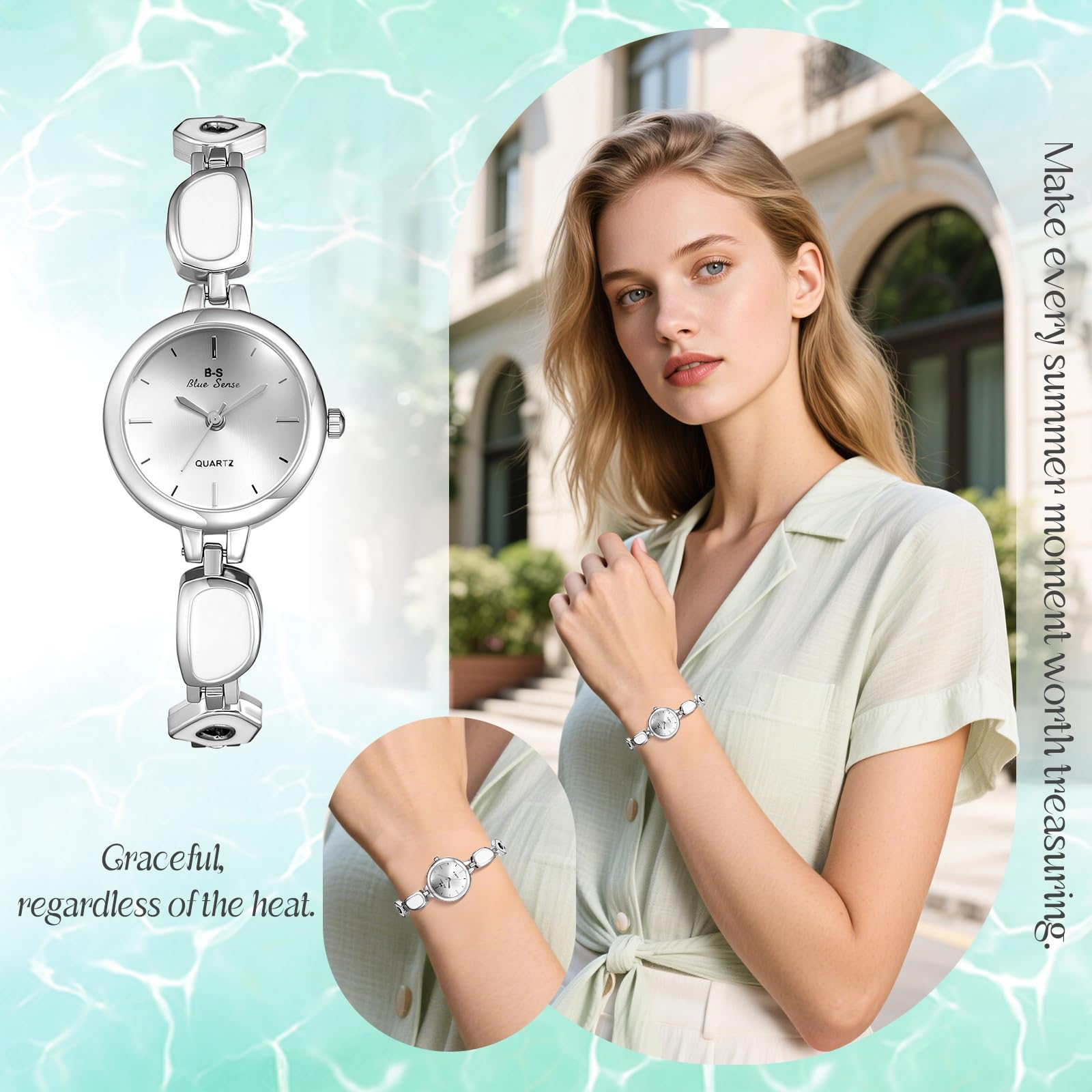 JewelryWe Reloj de pulsera gruesa para mujer: reloj de pulsera abierta de acero inoxidable en tono dorado, esfera analógica de cuarzo fácil de leer con números romanos con detalles de circonita cúbica