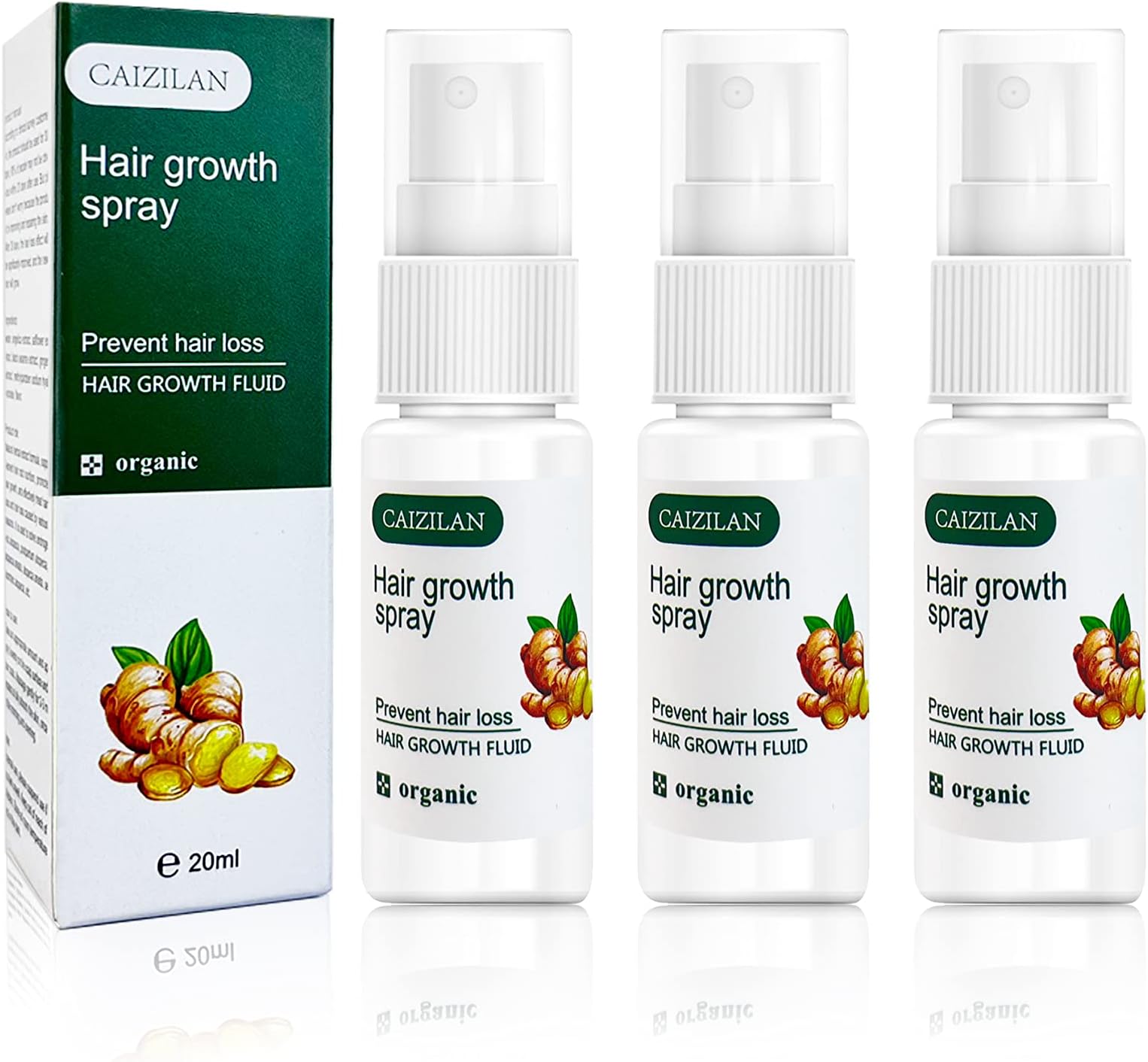 Ginger Hair Growth Serum Spray, Wild Growth Hair Oil for Hair Loss Treatments for Men and Women, Natural Hair Growth Accelerator for Stronger,Thicker,Longer Hair-Beard and Hair Growth Products(3pcs)
