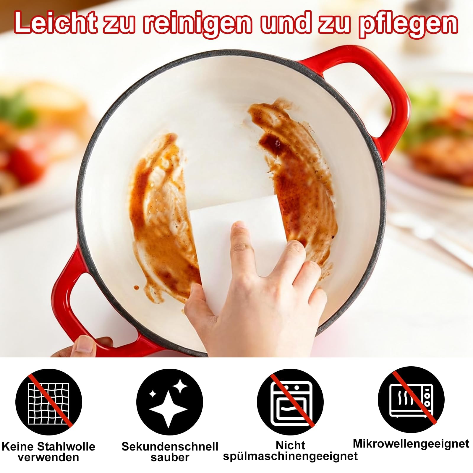 Gusseisen Topf Brot Backen,5,7L/26cm Bräter Emaille Schmortopf