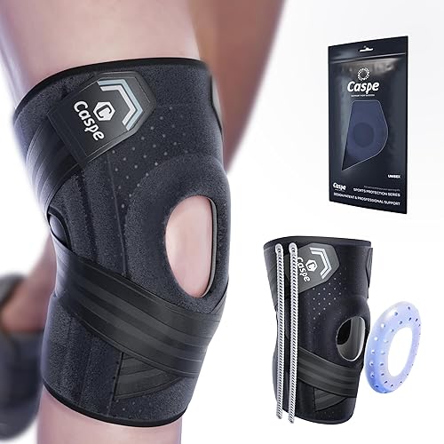 Caspe Rodillera para mujeres y hombres Soporte ajustable con almohadillas de gel para rótula y estabilizadores laterales para ACL, desgarro de