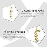 Vista 4 de Charm America - Charm de amor vertical de oro - Oro macizo de 10 quilates - Colgante de amor cursivo