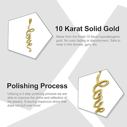 Miniatura 4 de Charm America - Charm de amor vertical de oro - Oro macizo de 10 quilates - Colgante de amor cursivo