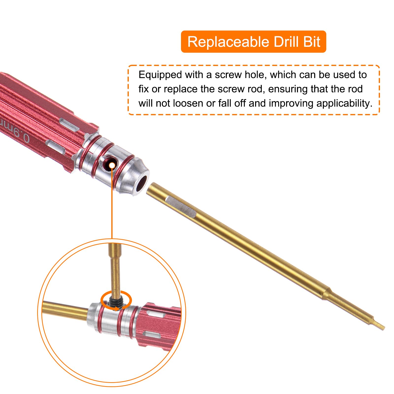 QUARKZMAN 2 Pezzi RC Cacciavite A Brugola 0.9mm Mini Cacciaviti Esagonali In Titanio Chiave A Brugola RC Attrezzo Di Riparazione Per Modelli Auto Elicottero Barca Rosso