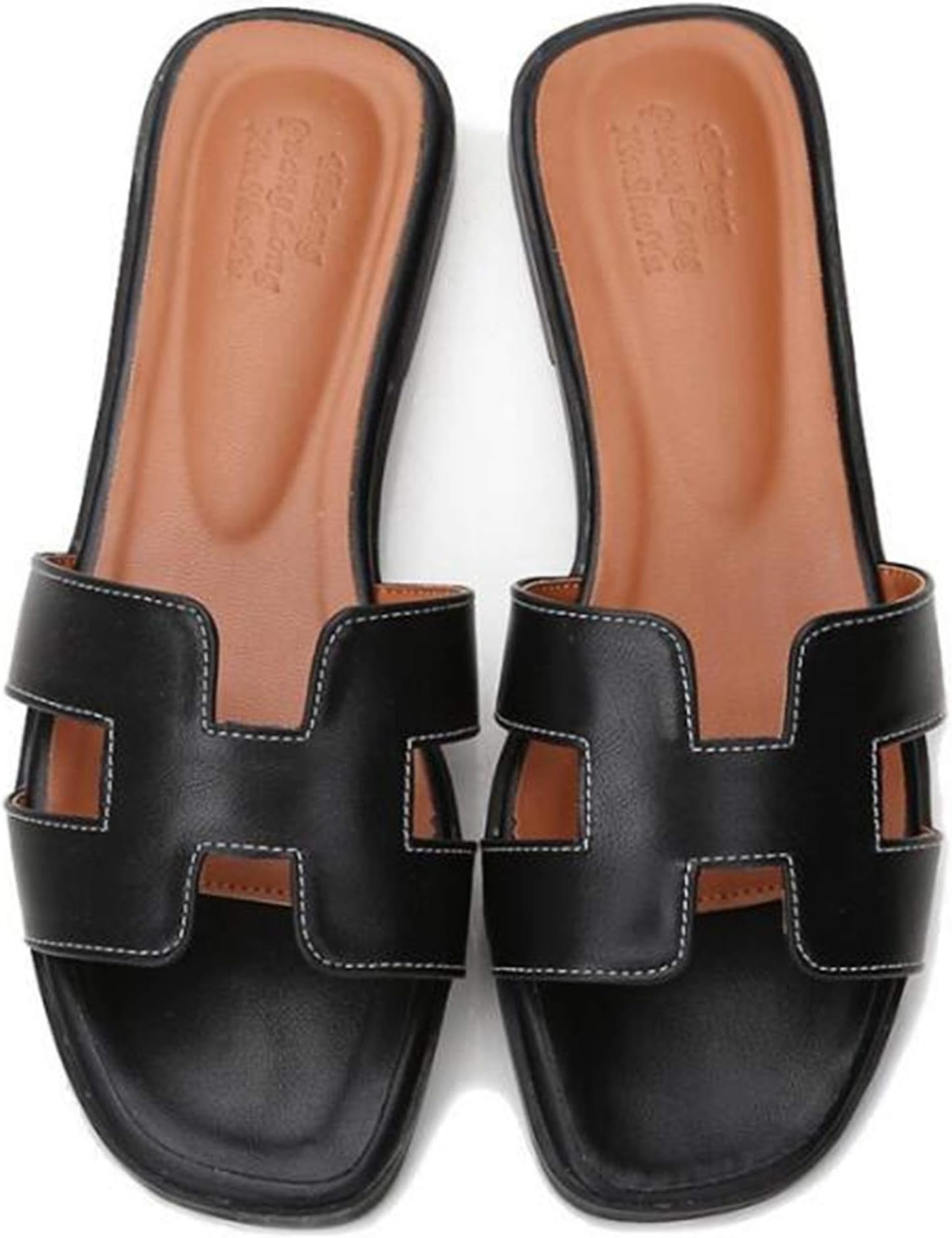 GirlFriendMaterial Women Flat Casual Shoes Flip Flog H Sliders Ladies Summer Sandals Flip On Slides PU Leather Comfy Slippers GFmaterial