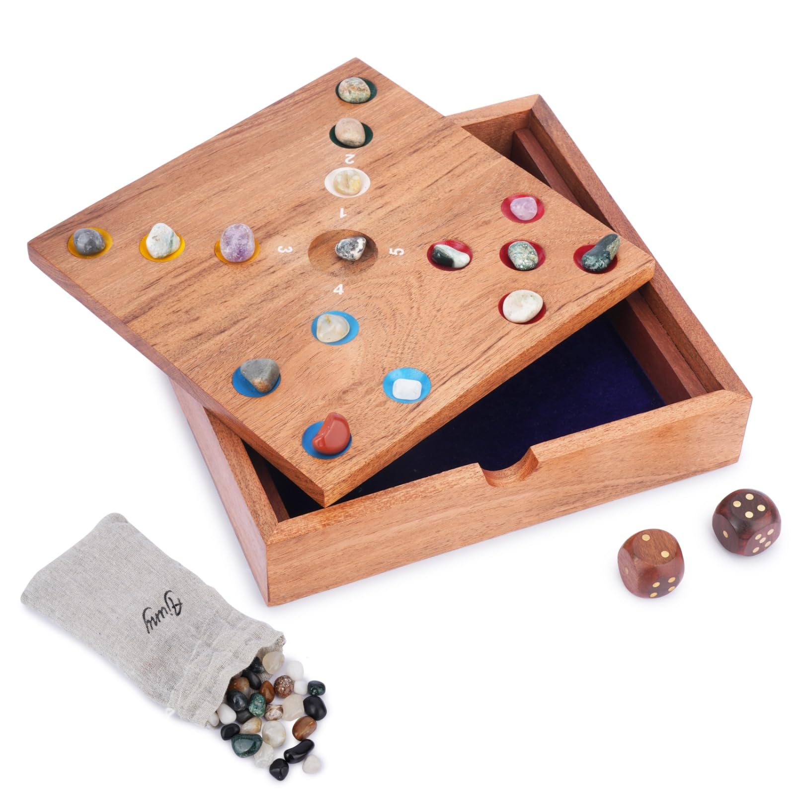 Ajuny Big Hole Wooden Board Game Family Party Fun & Travel Dice Game for Kids & Adults Classic Handmade Wooden Tabletop Game Great Gift Idea