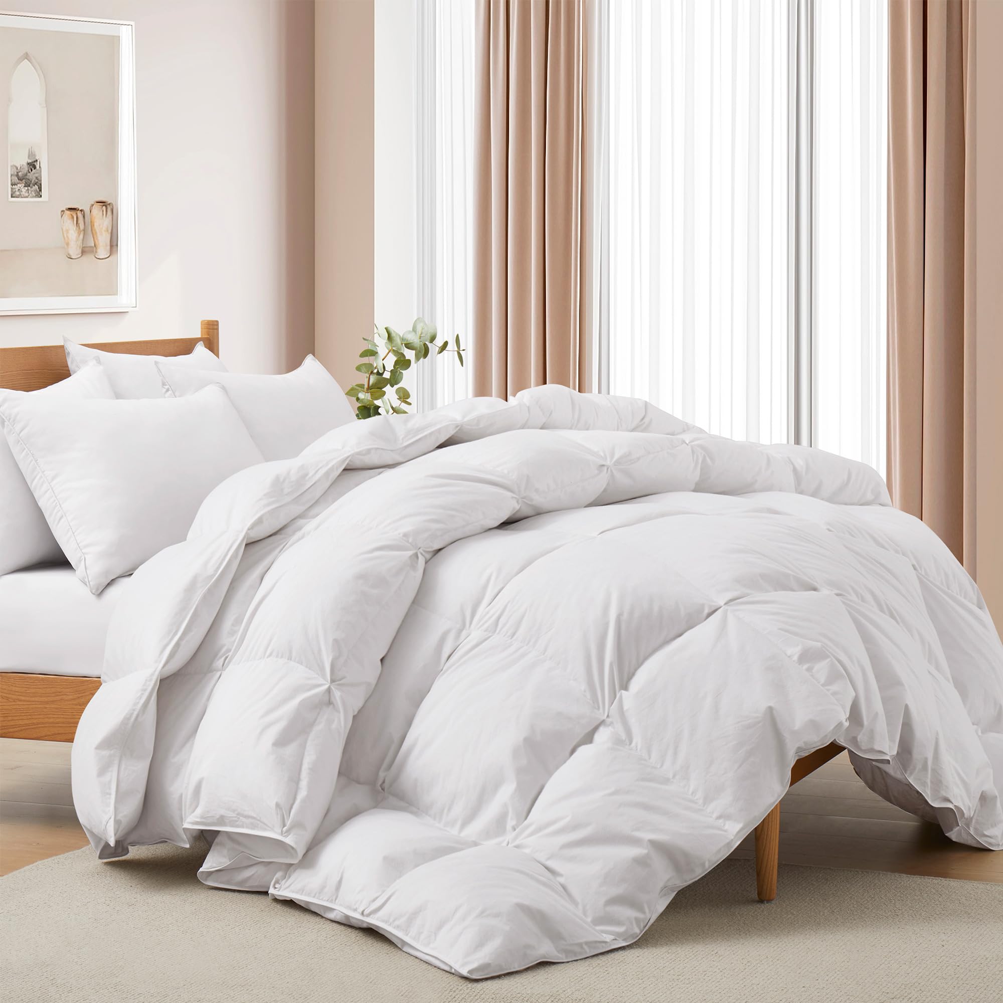 Deodar Piumino in Piuma d'Oca Matrimoniale Invernale 200x200 | 420gr/m² in Piumino e Piume per 4 Stagioni | Tessuto Puro Cotone | Lavabile | Certificato Öko-Tex e RDS | Bianco