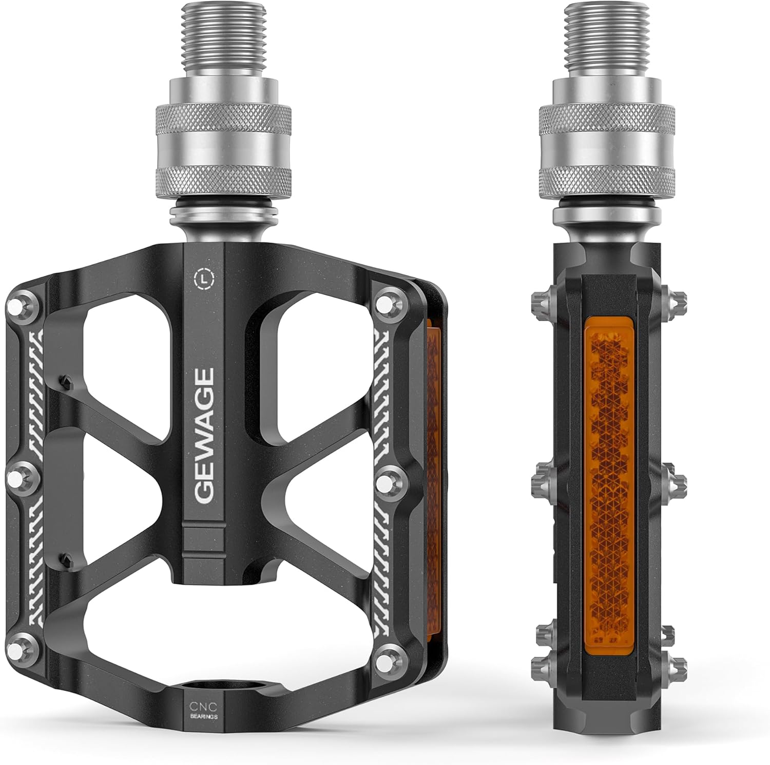 Bike Bicycle Pedals - 9/16” Quick Release Pedals Aluminum Flat Pedals - 3 Bearings Bicycle Pedals with Reflectors for Mountain Road BMX MTB Folding Bike