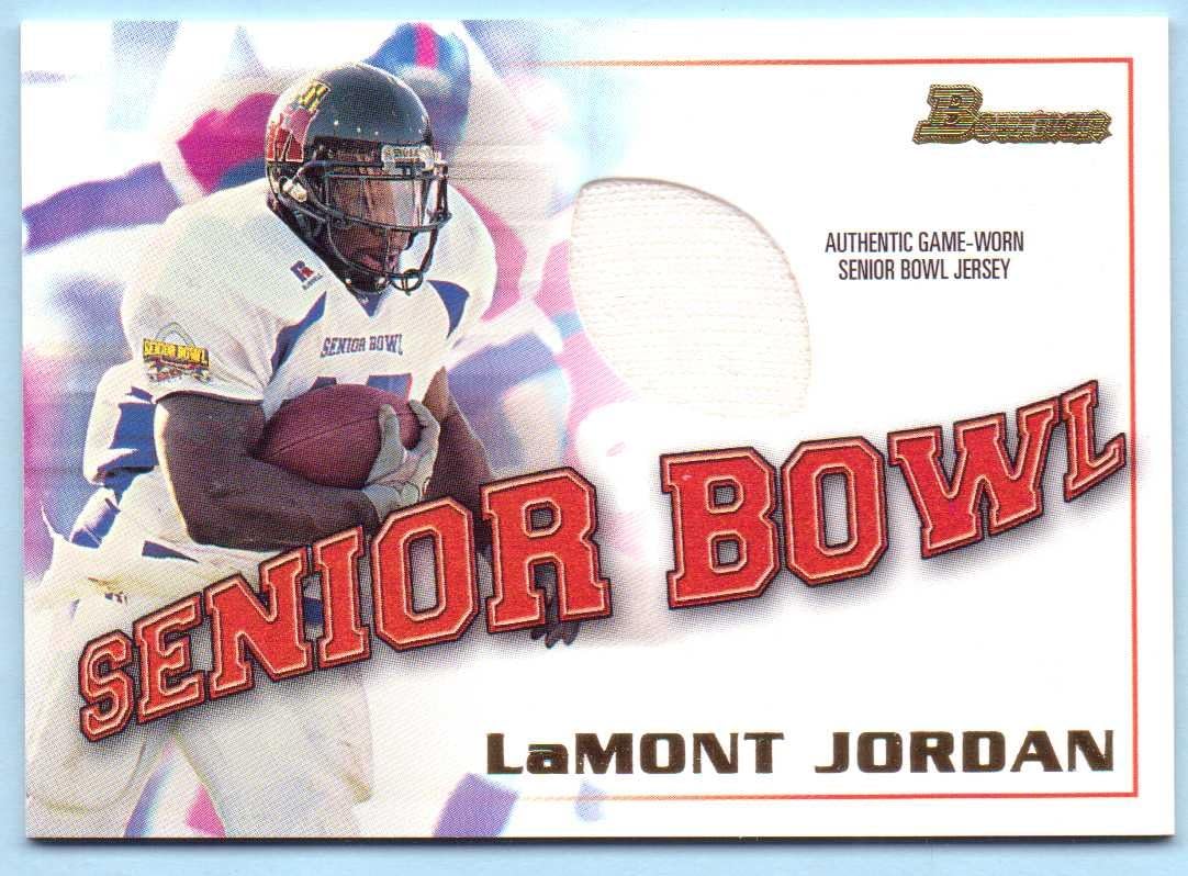 LaMont Jordan 2001 Bowman Rookie Relics Senior Bowl Game Worn Jersey #BJ-LJ - Maryland Terrapins