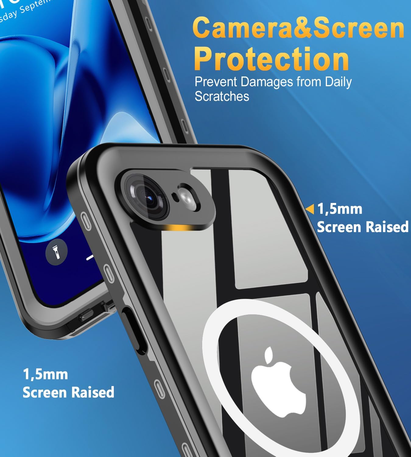 for iPhone 16e Case Waterproof | Shockproof Dust Proof Phone Case Cover with Screen Protector -Clear - Image 3