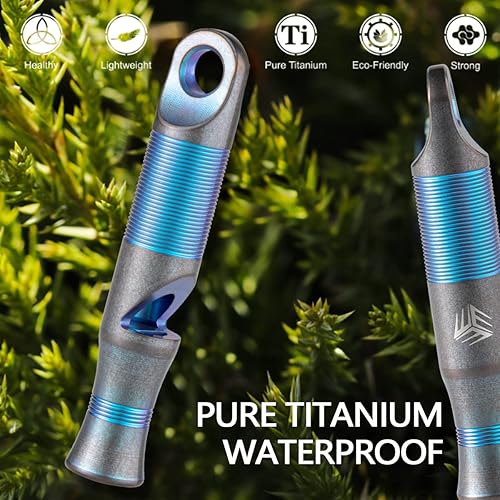 Miniatura 2 de WeKnife Silbato de emergencia, supervivencia fuerte, silbato de seguridad al aire libre de titanio, explosión fuerte con paracaídas para kayak,