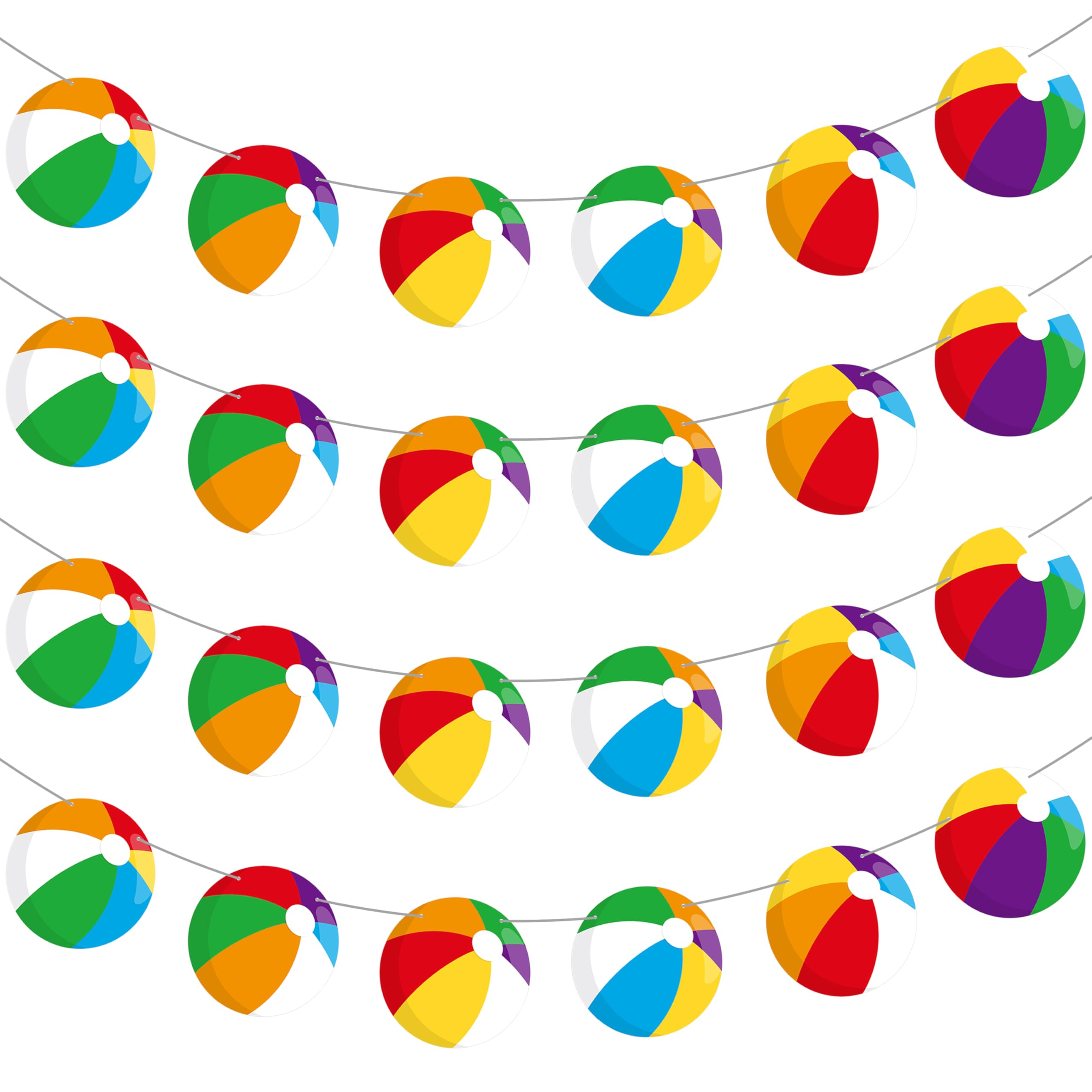 4pcs Beach Ball Banners Summer Beach Birthday Party Decorations Pool Theme Banner Decorations for Pool Party Summer Theme Baby Shower Supplies