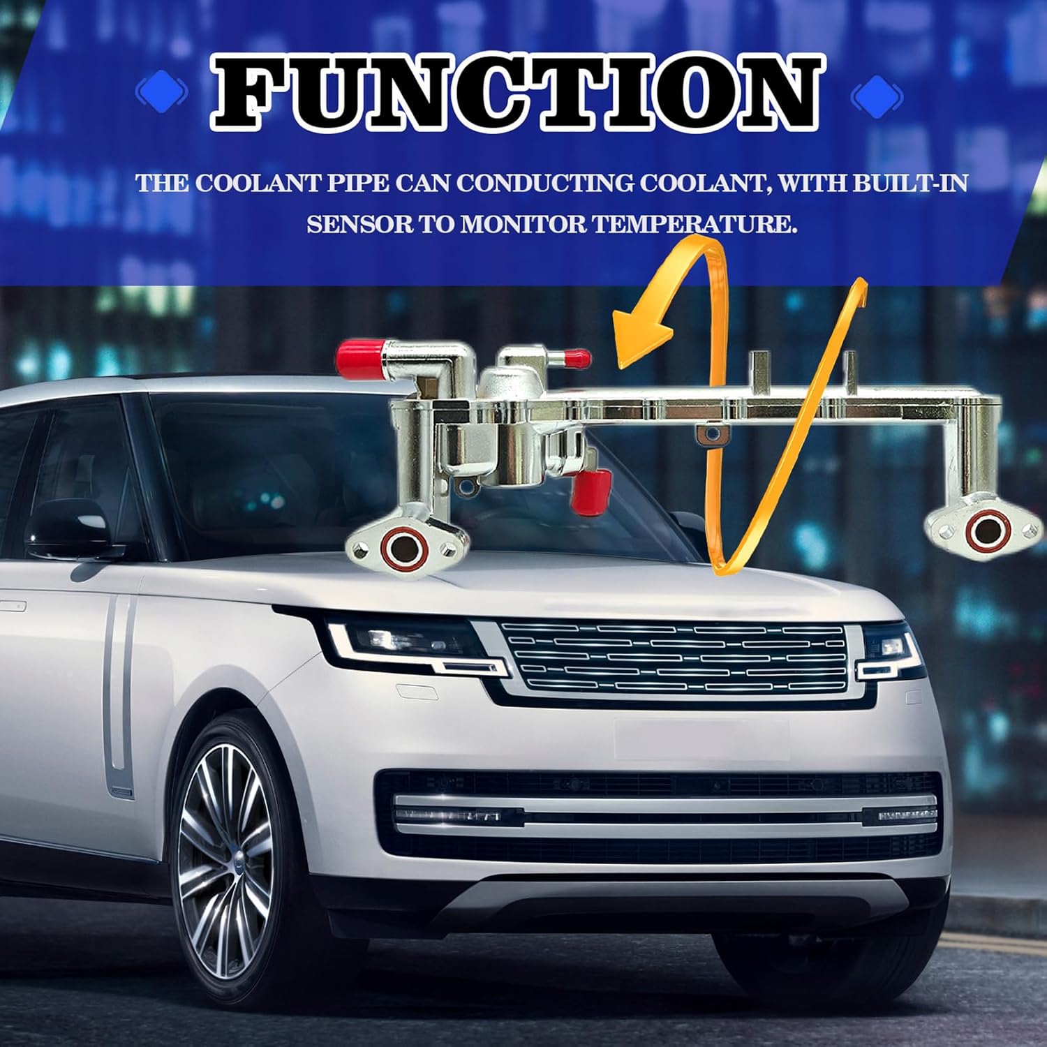 LR077042 Aluminum Heater Manifold Coolant Tube with Sensors Fit for Range Rover Jaguar 2010-2020 V8 5.0L Replace LR109402, LR087559, LR018273