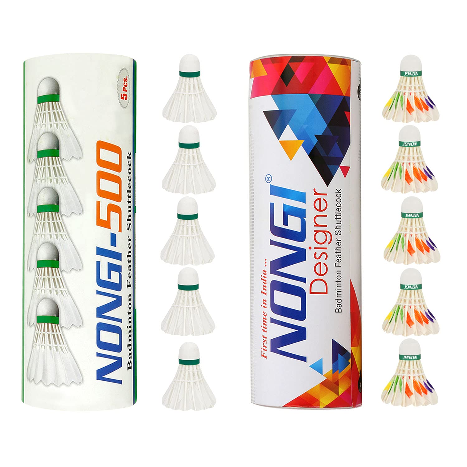 NONGI Combo Shuttle Pack of 10 Shuttlecocks 500 (5 White Feather), Designer D6(5 Designer Feather Shuttle) for Outdoor Indoor Badminton Sports (B099KWXVDG) Amazon Price History, Amazon Price Tracker
