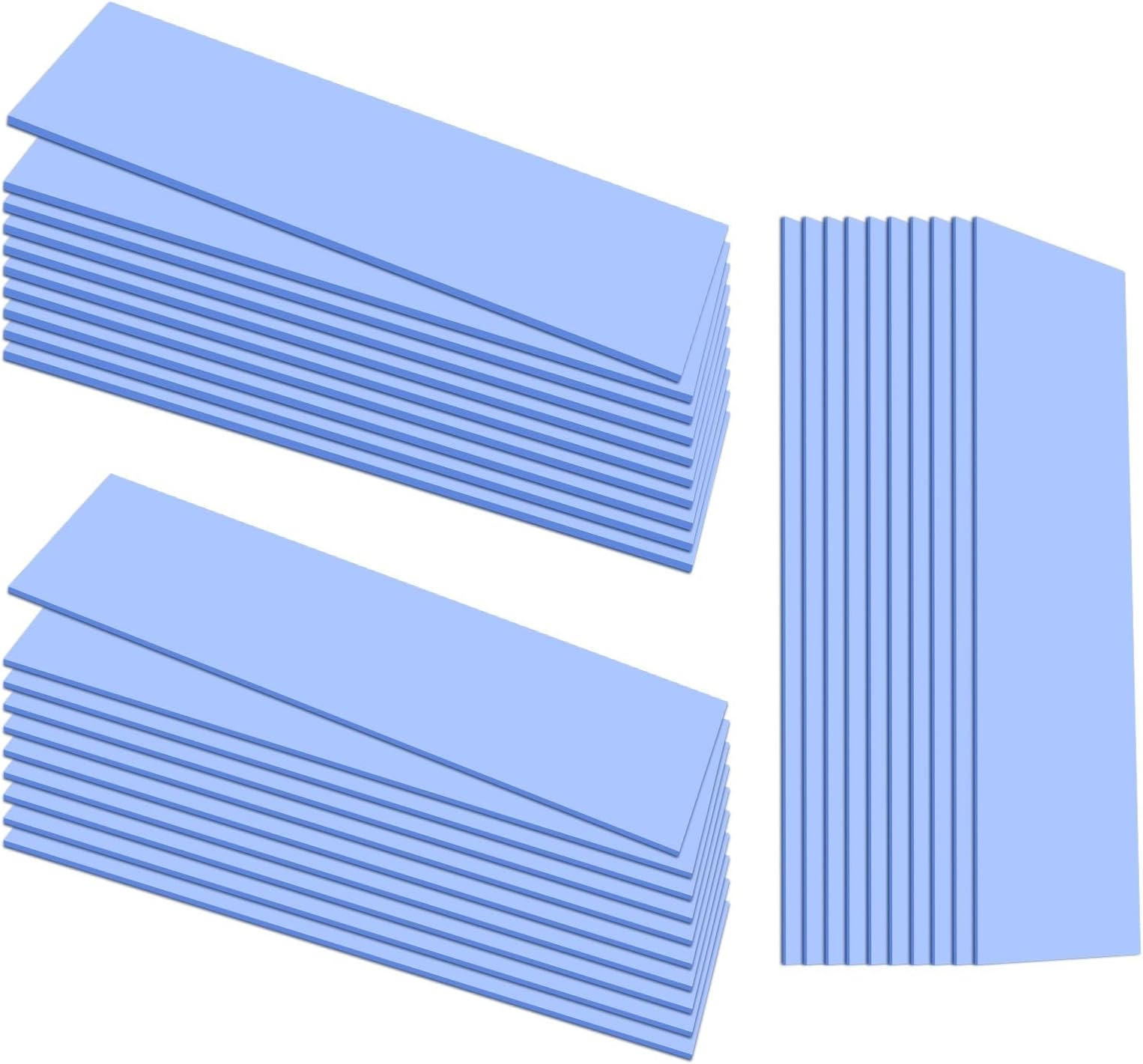 TERRIFI 30PCS Silicone Thermal Pads for GPU, Reusable CPU Thermal Pads, SSD Conductive Heatsink Pads, 0.5mm/1mm/1.5mm Thickness for Chip, LED, IC Heat Conduction, Blue