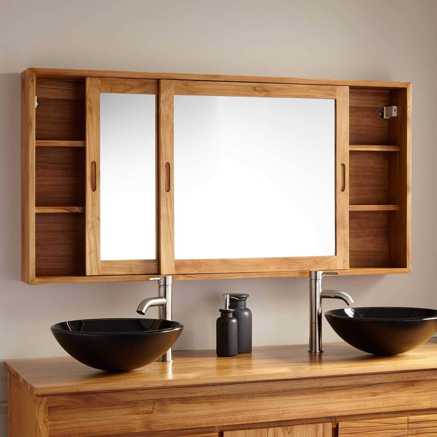 Limited Stock Signature Hardware 929171 Wulan 55-1/4 W x 27-1/2 H Teak Framed Double Door Medicine Cabinet